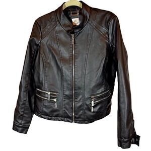 J2 by Joujou Black Faux Leather Moto Jacket